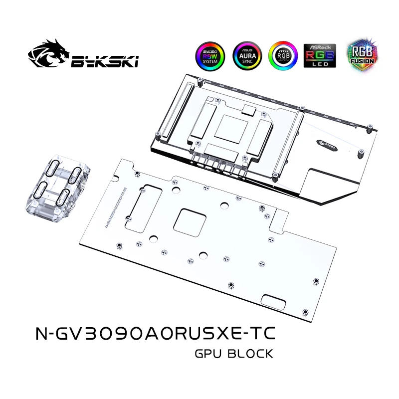BYKSKI N-GV3090AORUSXE-TC Активный блок задней панели охлаждения GPU для GiGabyte AORUS RTX3080 3090 XTREME VRAM Теплоотвод водяного охладителя.