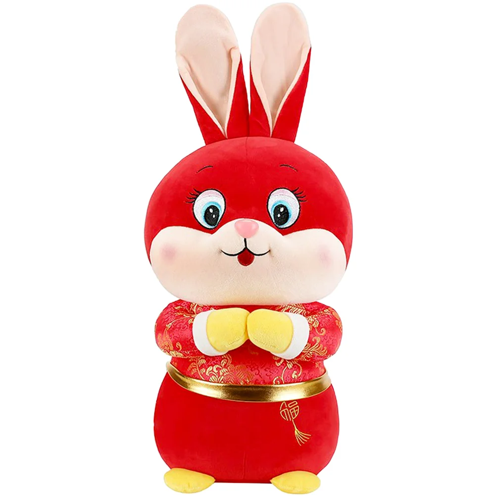 

Rabbitstuffed Year Bunnychinese Plush Mascot New Zodiac Animal Theanimalsfluffy Gift Decoration Huggingpillow Statue Play
