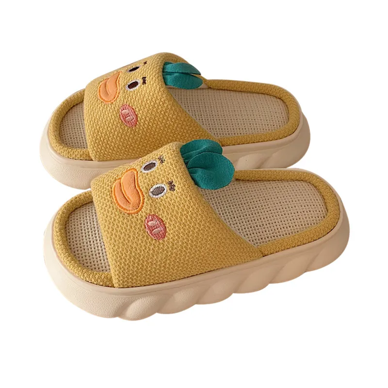 2022 New Couple Four Seasons Universal Non-slip Soft Bottom Indoor Slippers Fashion Cute Japanese Linen Adult Bedroom Sandals ho