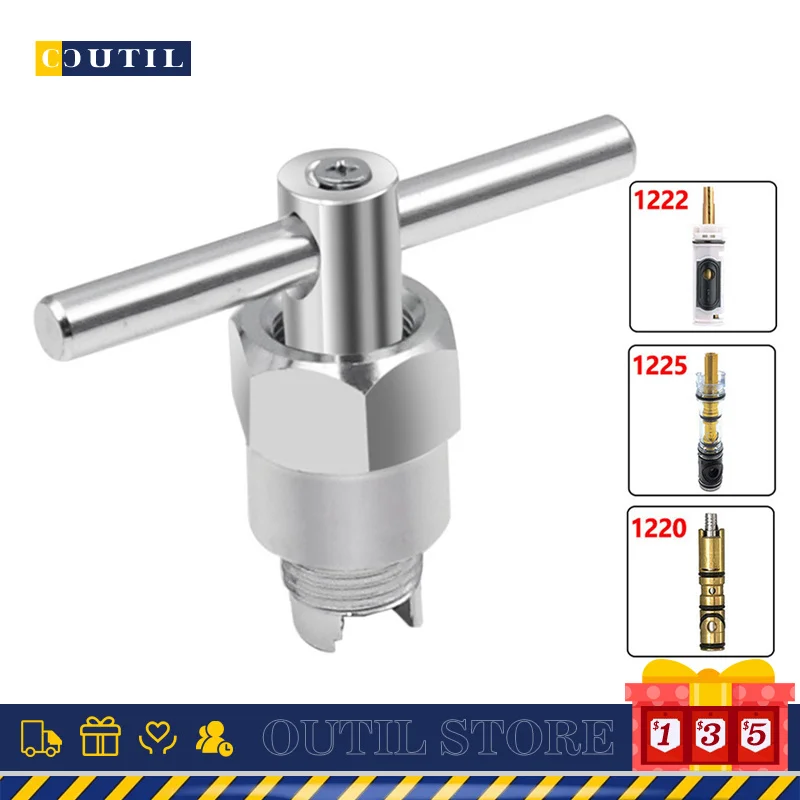 

Mini Faucet Wrench Cartridge Puller Aluminum Alloy Labor Saving Spanner Professional Bathroom Repair Tools