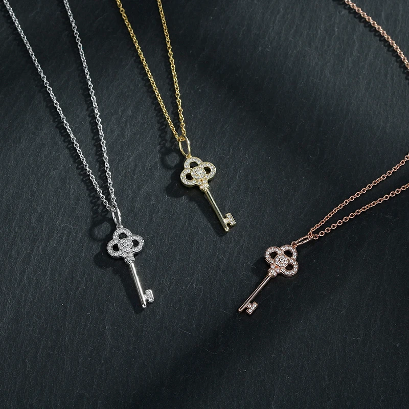 

Small Key Silver Necklace 925 Sterling Silver Luxury Jewelry Boutique Party Fashion Classic Temperament Holiday Gift