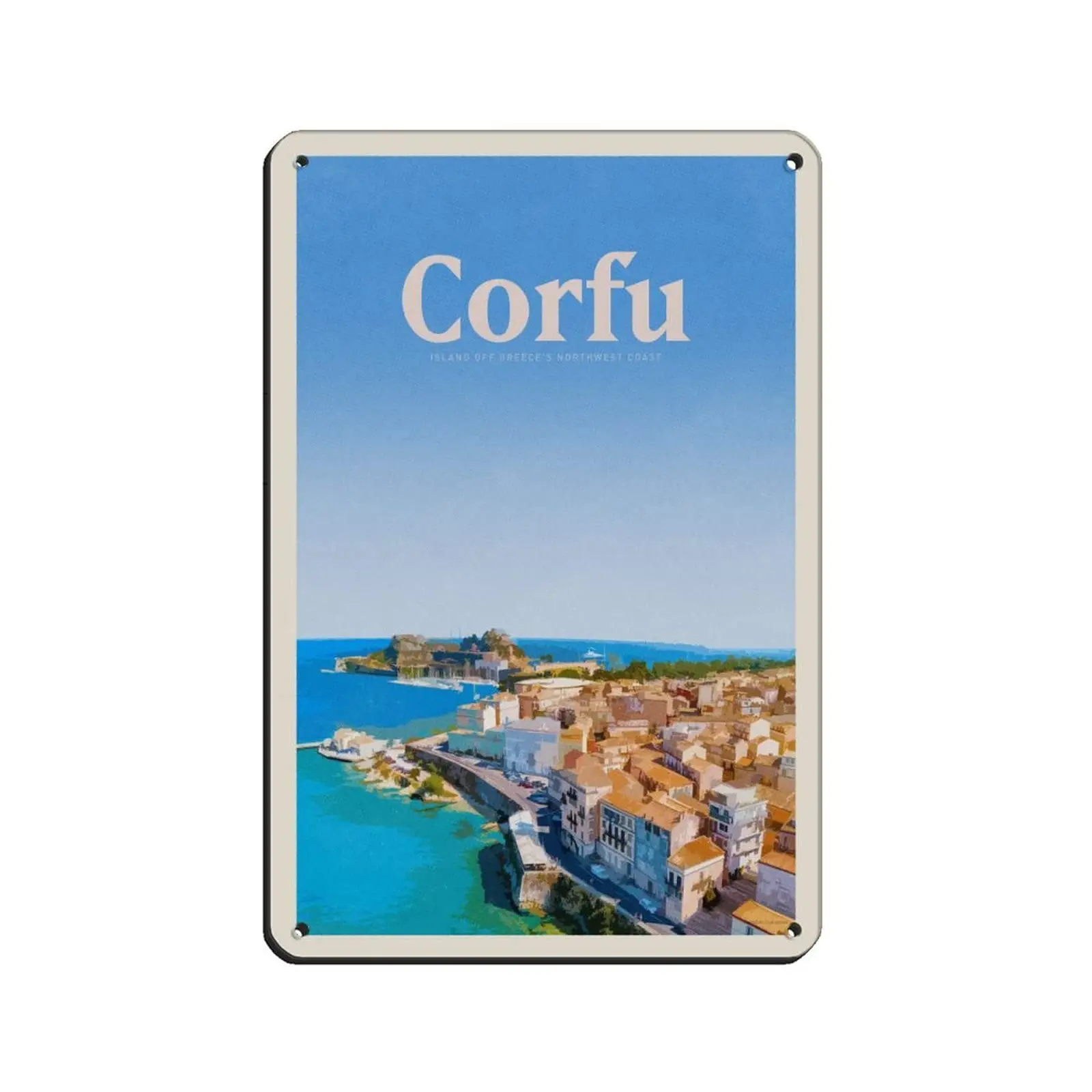Винтажный постер для путешествий в стиле Корфу