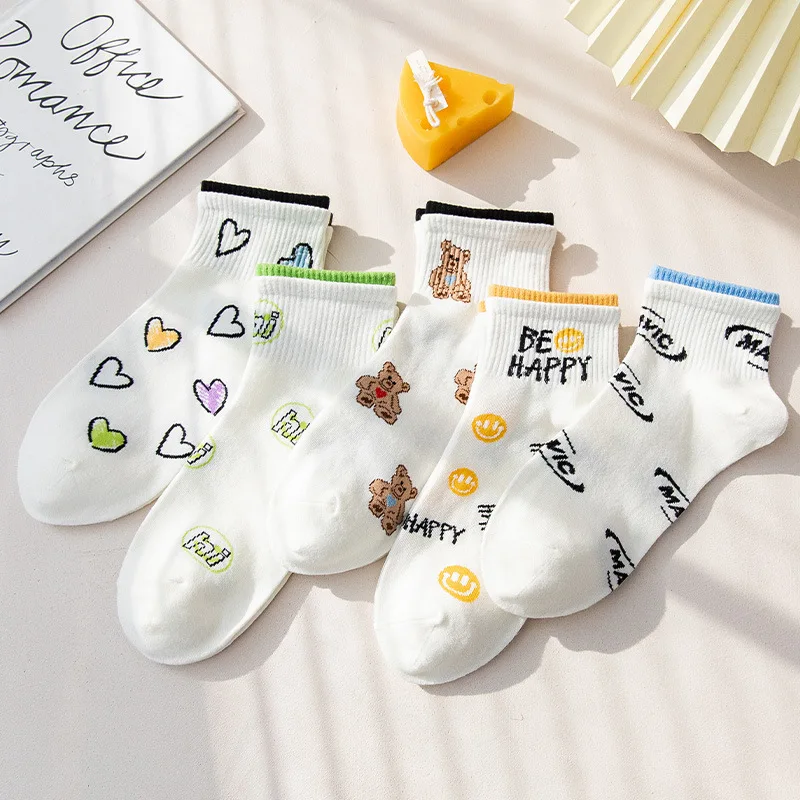 

Мультяшные женские хлопковые Модные женские носки с надписью «Love»