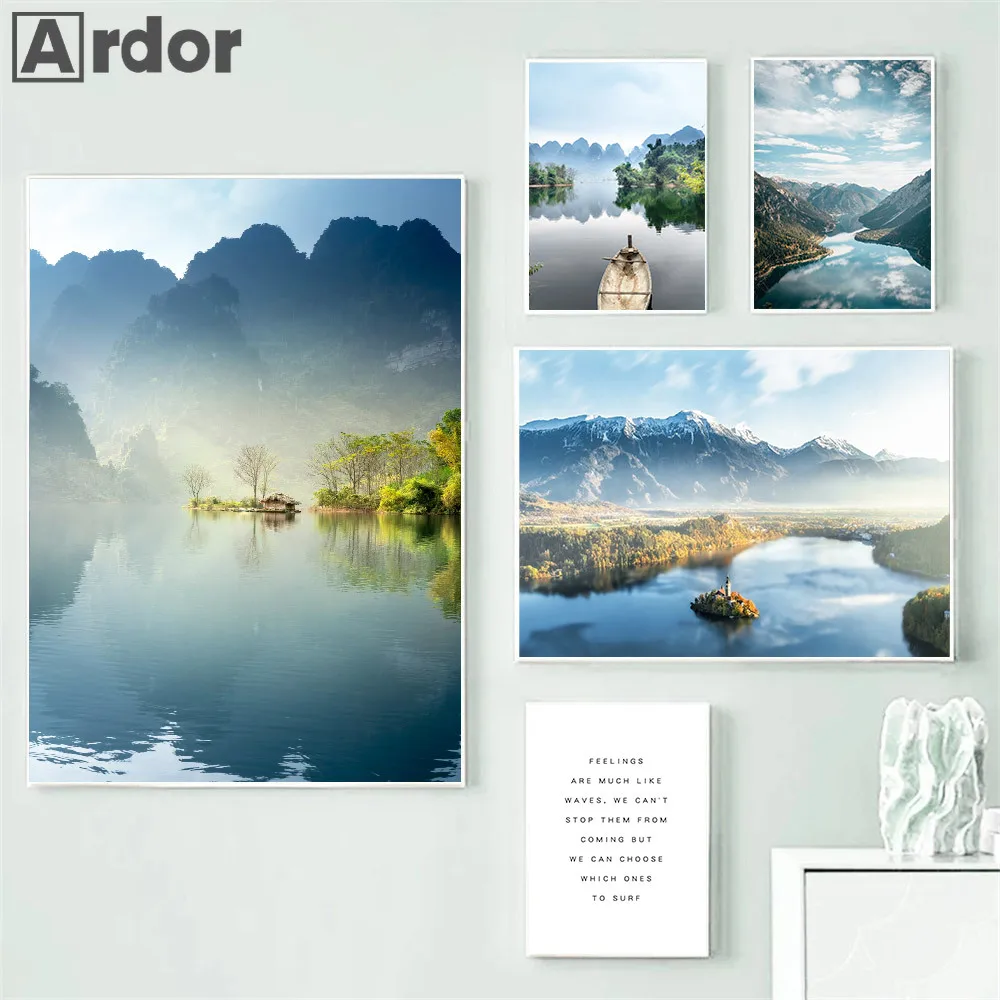 Настенный постер в скандинавском стиле Картина на холсте с изображением озера