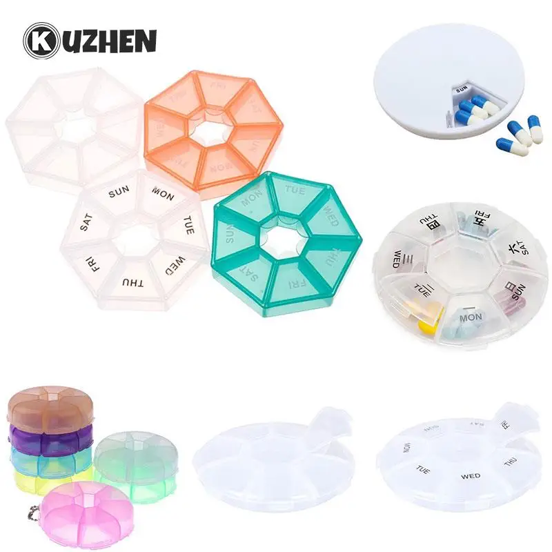 

Чехол для таблеток на 7 дней, портативный футляр для конфет, органайзер для хранения таблеток на неделю, контейнер-диспенсер, дорожный удобн...