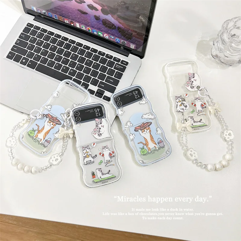 

Cat Fish Cartoon Phone Case for Samsung Galaxy Z Flip 5 4 3 Protective Back Cover for ZFlip3 ZFlip4 ZFlip5 Case Shell