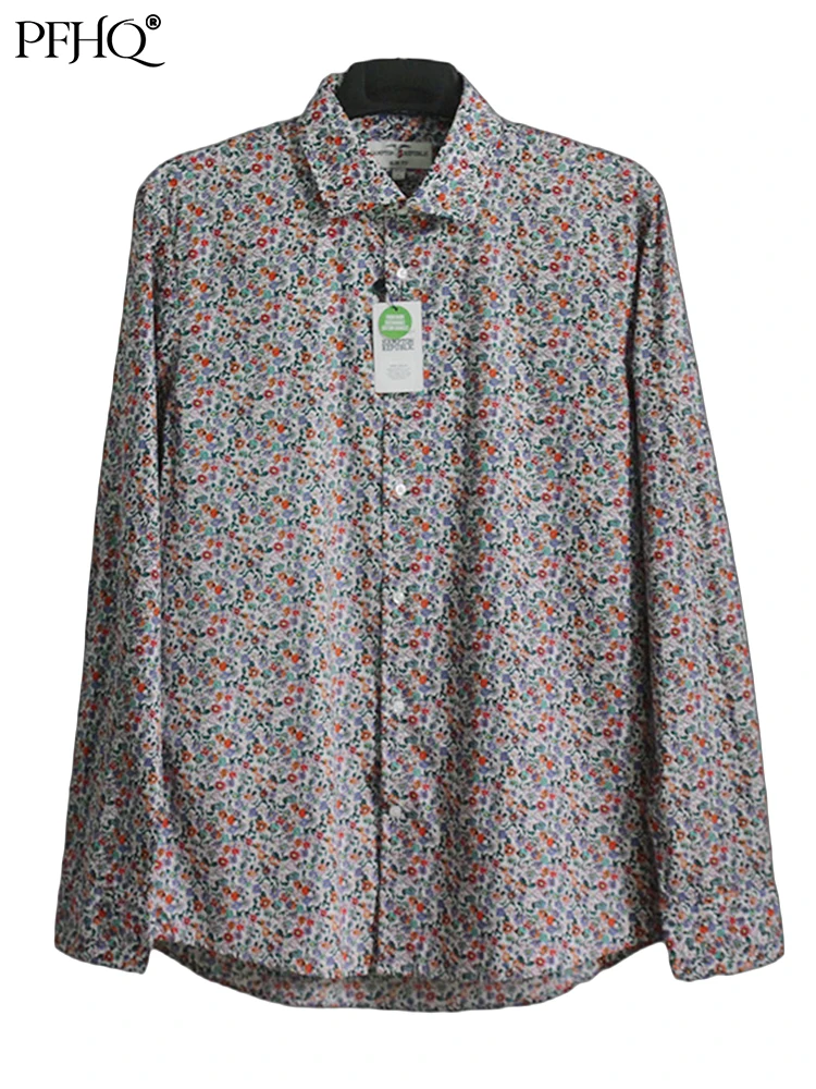 

PFHQ 2022 Apring Autumn Pretty Print Original Stylish Vintage Men's Pure Cotton Shirt Personality Long Sleeve Clothes 21Q1930