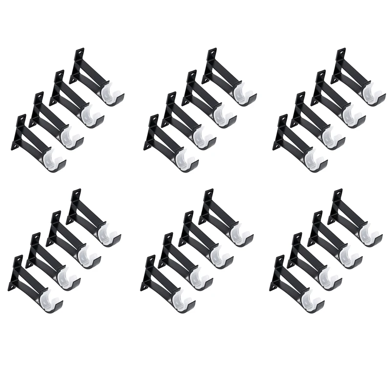 

New 24 Pack Single Curtain Rod Brackets For Drapery Rod Aluminum Alloy Heavy Duty Curtain Rod Holders (Black)