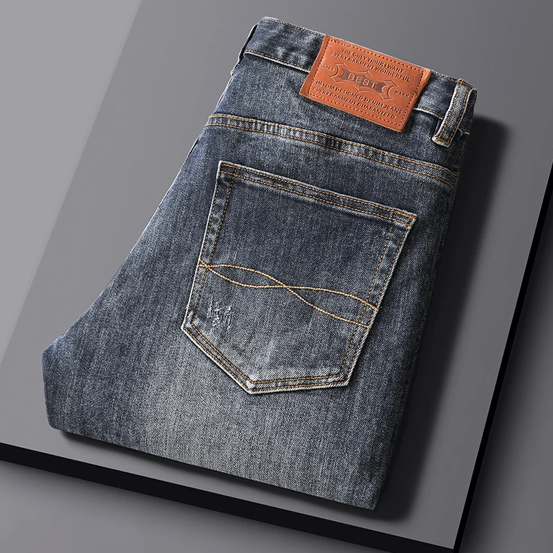 Newly Designer Fashion Men Jeans High Quality Vintage Blue Elastic Slim Fit Retro Jeans Men Trousers Classical Denim Pants Homme