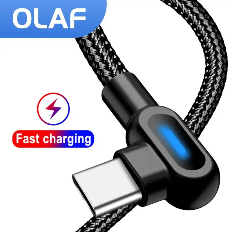 Кабель Micro USB OLAF 90 градусов Тип C поддержка 2 4 А Быстрая зарядка 1 м для Xiaomi 12 11 Samsung