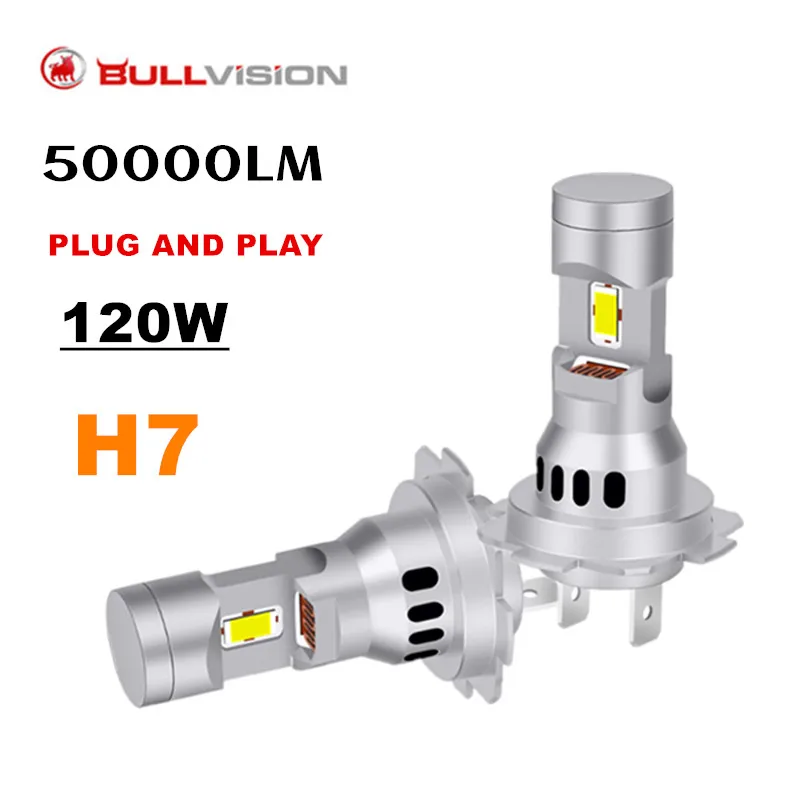 

H7 LED Headlight Bulb Mini Wireless 120W 50000LM 6000K CSP for Car Headlamp Auto Diode Lamps H7 Turbo Led 12V 24V Automobile Led