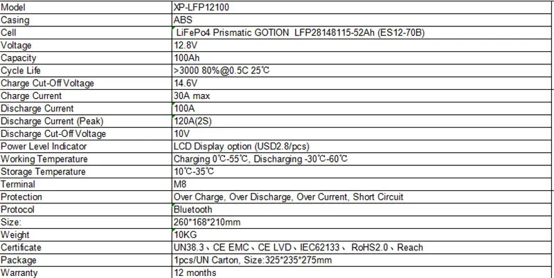 Литиевая батарея Lifepo4 10 кг 12 В 3000 Ач 1.2K фотобатарея для хранения солнечной энергии