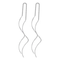 kissitty 1 pair wave shape brass dangle stud earrings for women long hanging earring piercing line ear accessories jewelry