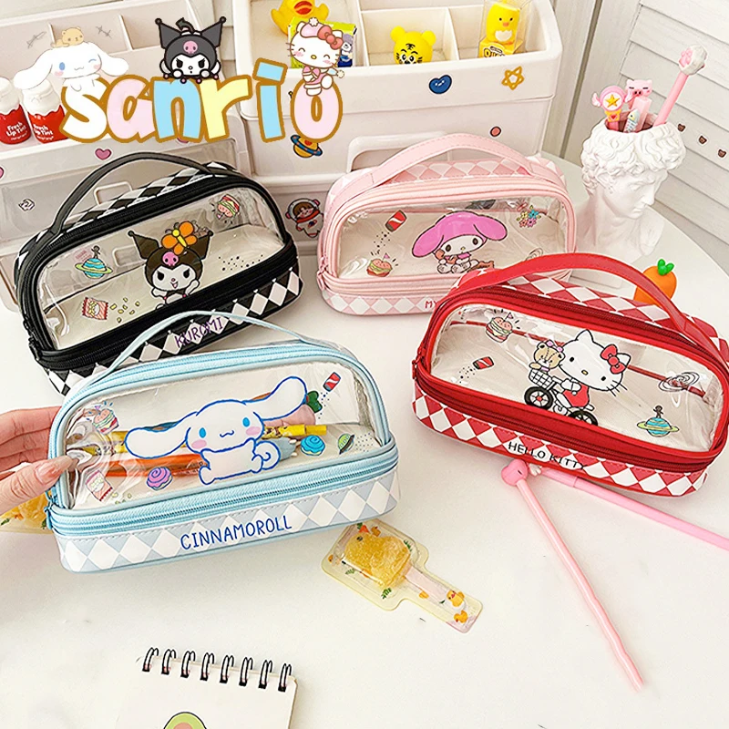 

Kawaii Sanrio Hello Kitty Pencil Box Kuromi My Melody Cute Cartoon Large Capacity School Pencil Bag Student School Supplies Box