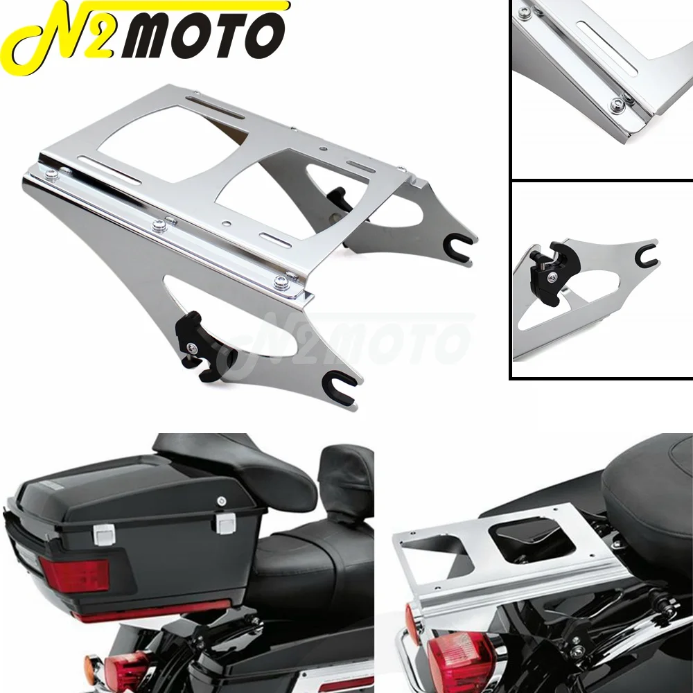 Chrome Motorcycle Detachable 2-Up Pack Mounting Luggage Rack For Harley Touring Road King Street Glide FLHR FLHX FLTR 2009-2013