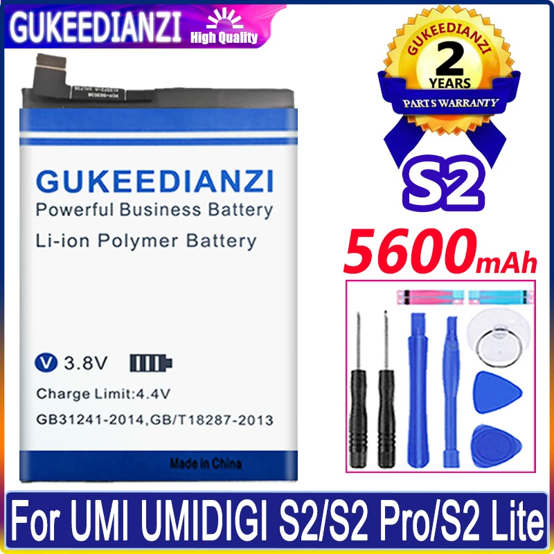 

Новый аккумулятор для смартфона UMI UMIDIGI S2 / S2 Pro / S2 Lite, 5600 мАч, сменный аккумулятор большой емкости, литий-полимерный аккумулятор