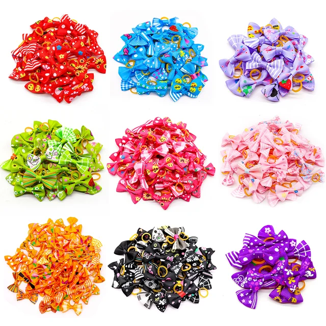 10/20/30pcs Small Dog Decorated Hair Bows Dog Bows Small Dogs Cat Grooming Accessories Dog Hair Rubber Bands Pet Supplies 2