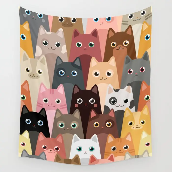 

Cats Pattern Wall Tapestry Background Wall Covering Home Decoration Blanket Bedroom Wall Hanging Tapestries