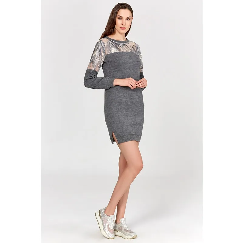 

Women's 19527 Anthracite Dress Women Summer Dress Casual Long Prom Midi Maxi