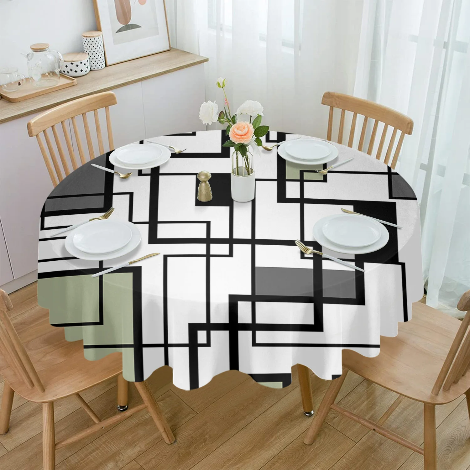 

Абстрактная квадратная Современная Художественная зеленая Водонепроницаемая скатерть украшение стола Свадебная домашняя кухня столовая ...