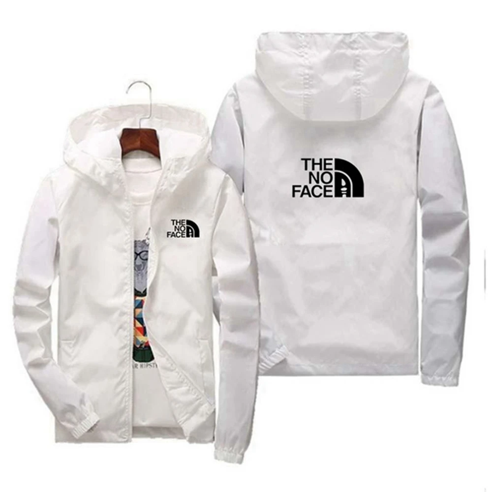 

Куртка мужская с капюшоном, Модная тонкая ветрозащитная водонепроницаемая куртка на молнии, с принтом, для отдыха на открытом воздухе и походов, на весну и осень