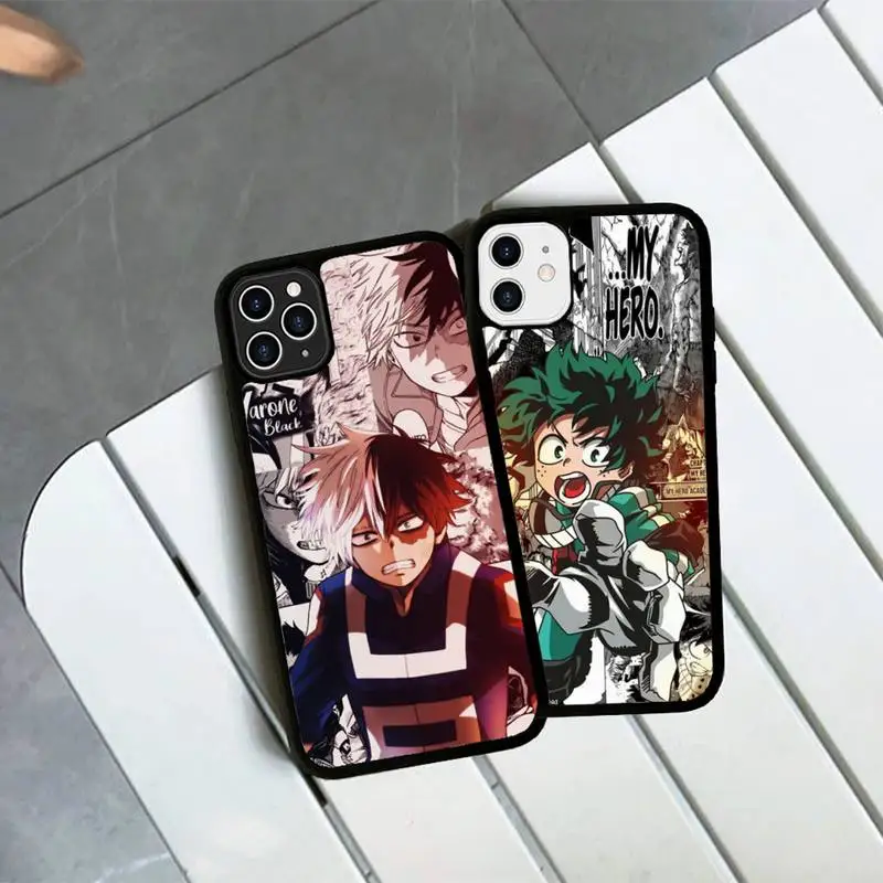 

Anime My Hero Academy Phone Case Silicone PC+TPU Case for iPhone 11 12 13 Pro Max 8 7 6 Plus X SE XR Hard Fundas