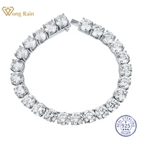 wong rain 925 sterling silver round 7mm vvs1 white sapphire synthetic diamonds tennis charm bracelets fine jewelry drop shipping