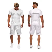 summer mens clothing t shirts shorts tracksuits sets 3d golden pattern letter printed sportswear man jogging 2 piece outfit
