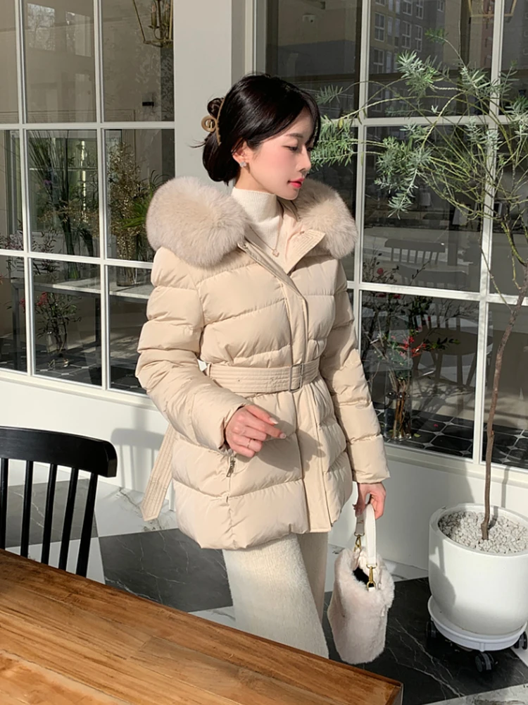 Новая зимняя одежда Женская свободная модная пуховая куртка средней длины парка
