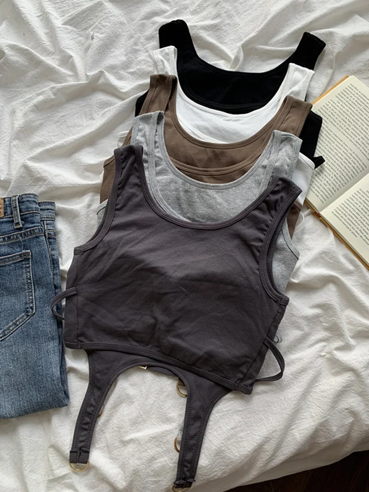 Весна 2023 корейский Sle новый дизайн нерегулярная майка для студенток утягивающий