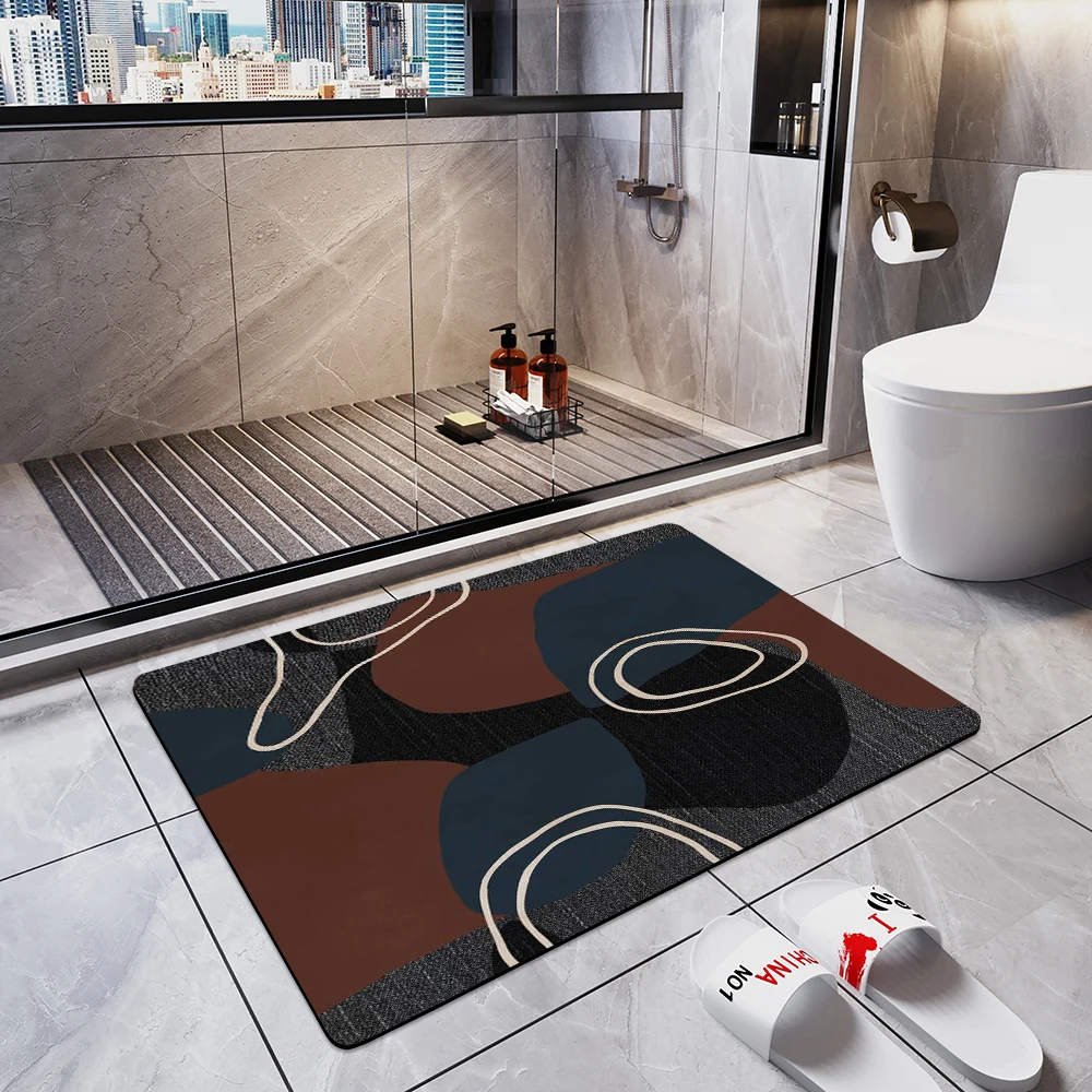 

Custom Made Toilet Bathroom Absorbent Foot Mat Bath Kitchen Door Anti-Slip Carpet Bathtub Entrance Doormat Bedroom Rug Geometric