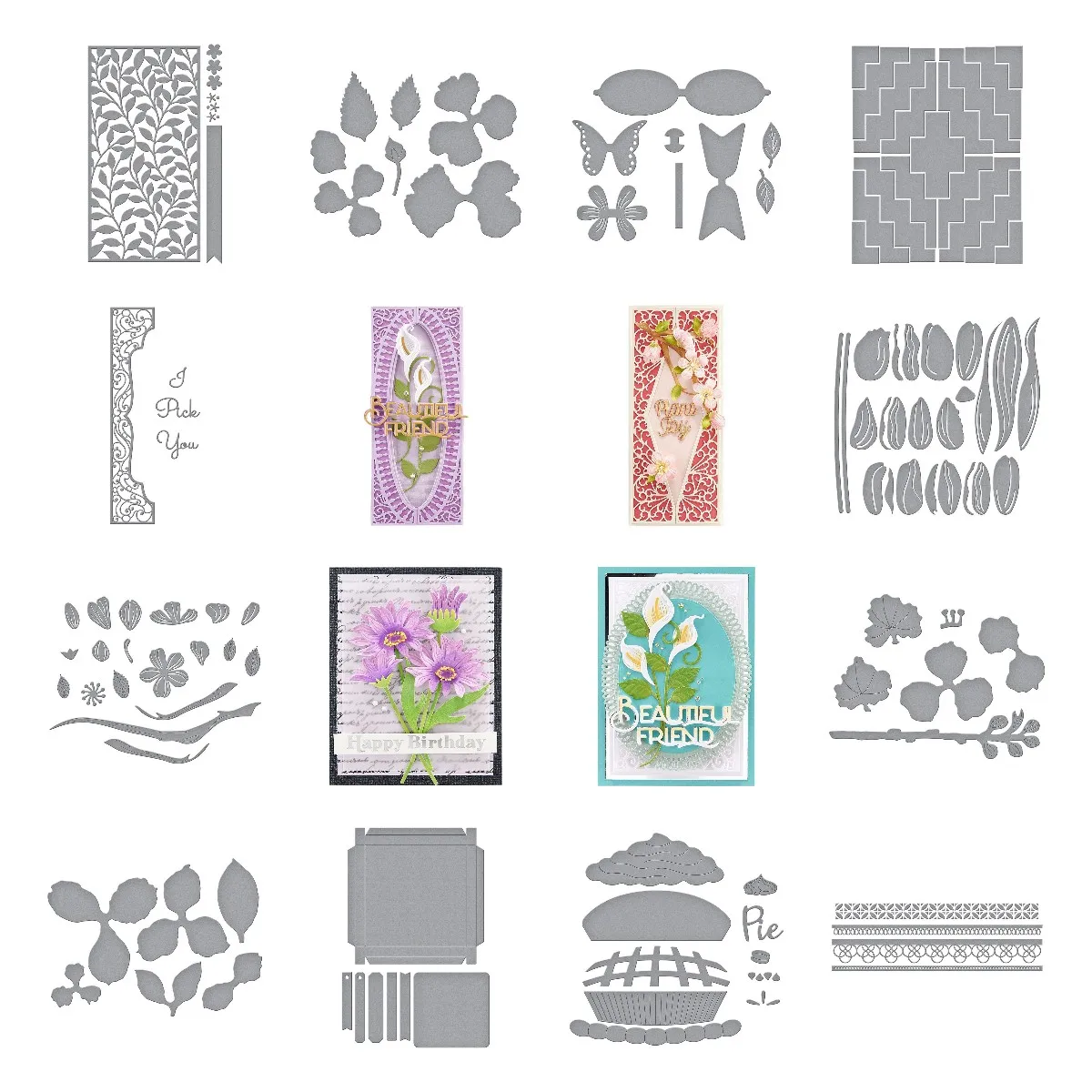 

2022 Leaf Flower Bow Half Bracket Oval Diamond Tulips Cherry Blossoms Daisies Lilies Hollyhock Gardenia Box Pies Border Cut Dies