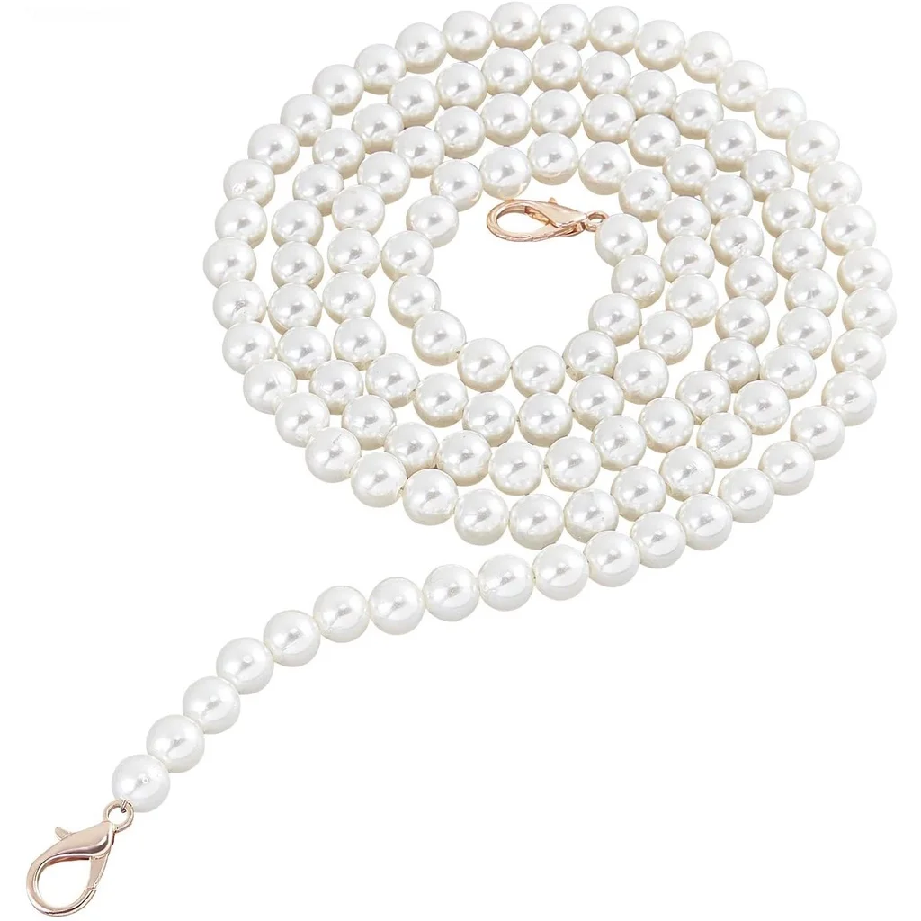 

2 pcs 49 Inch 10mm ABS Plastic Imitation Pearl Bead Handle Short Bag Chain Strap Replacement Bag Chain for Handbag Crafts Making