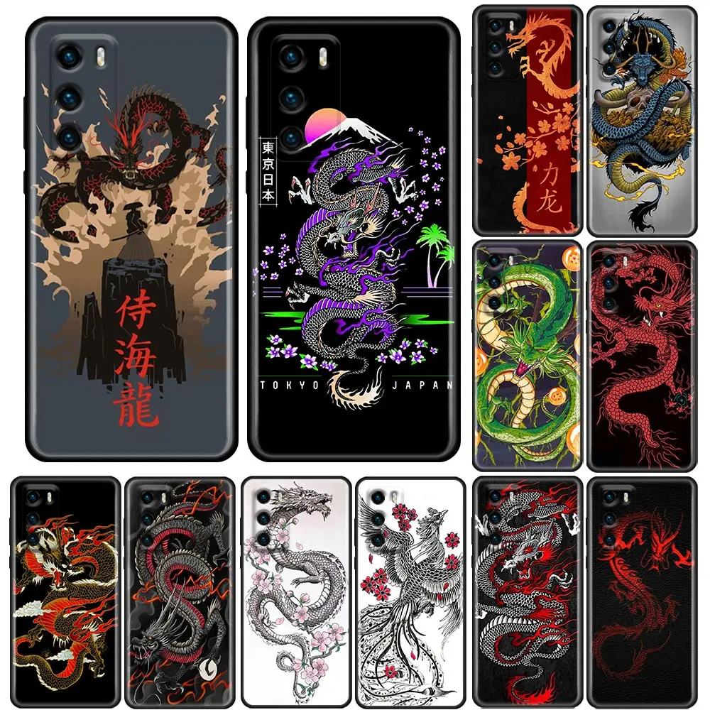 

Phone Case for Huawei P10 Lite P20 Case P30 P40 Lite P50 Pro Plus P Smart Z Soft Silicone Cover Fashion Dragon Pattern