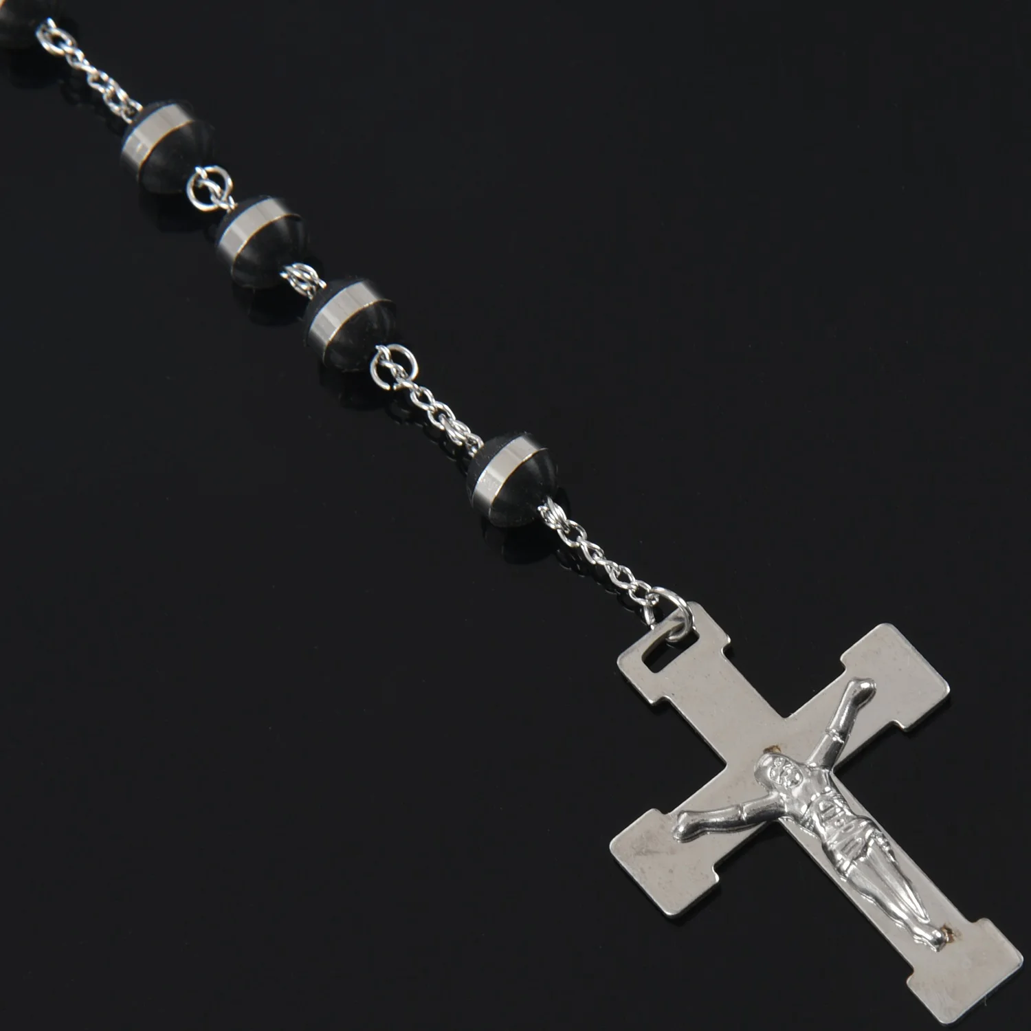 Ожерелье с подвеской из нержавеющей стали серебристое черное женское винтажное