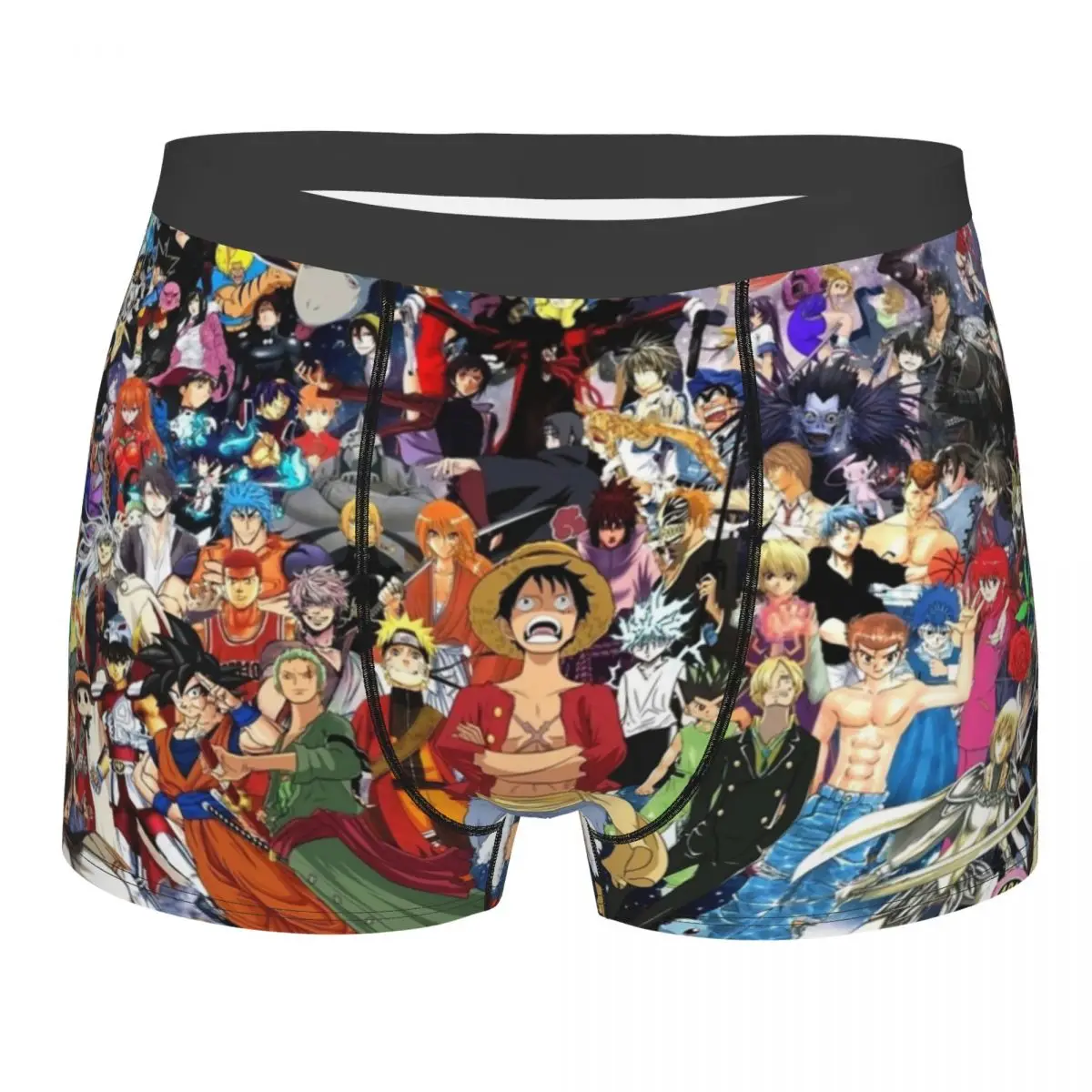 

Funny Boxer Shorts Panties Men Collage One Piece Anime Underwear Chopper Luffy Soft Underpants for Homme Plus Size