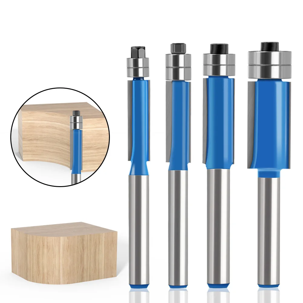 

1PC 1/4" 6.35MM 6MM Shank Milling Cutter Wood Carving Double Bearing Flush Trim Bit Router Bit Woodworking Wood Bit Face Mill