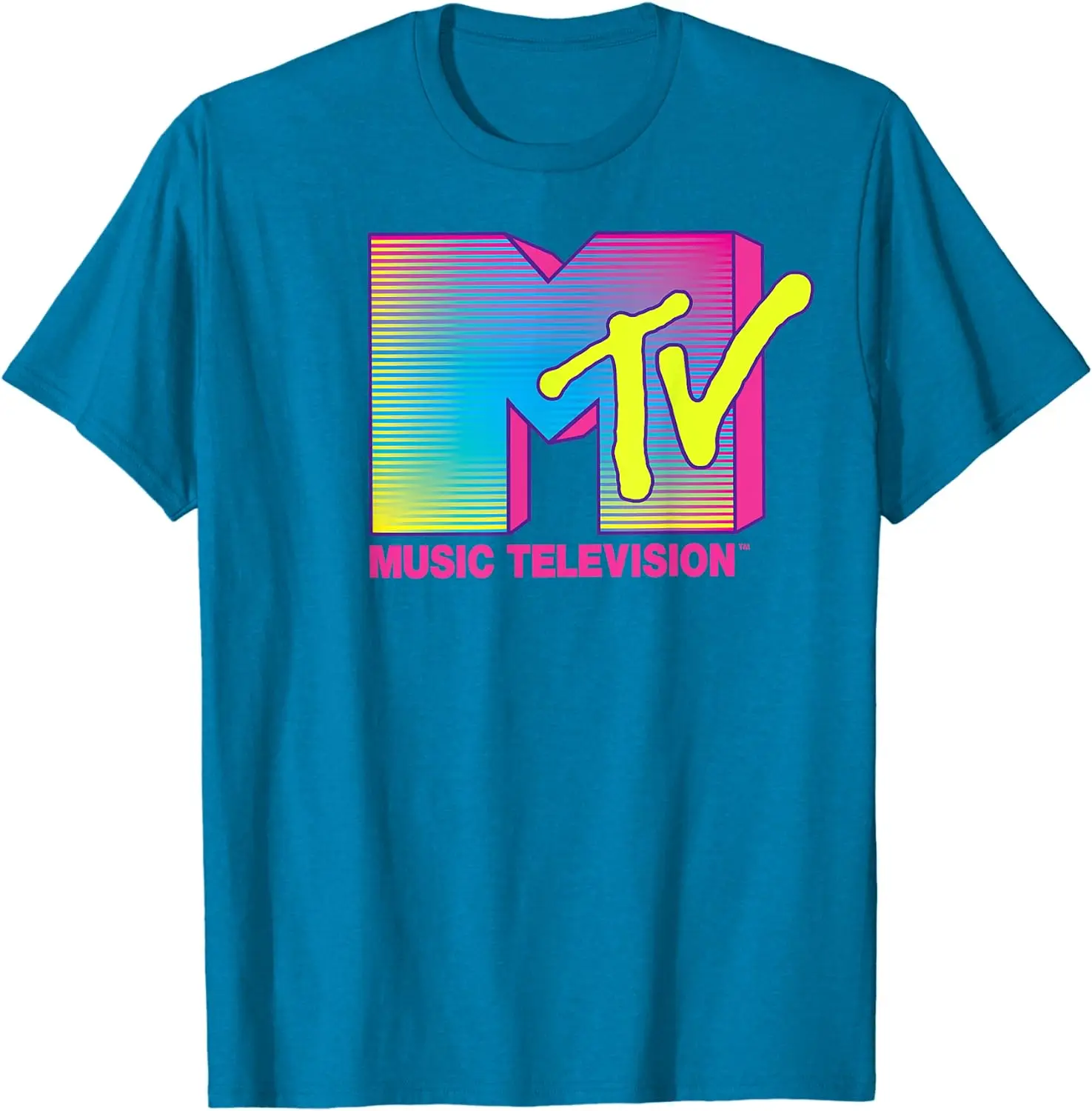 Логотип MTV флуоресцентные цвета Ретро дизайн футболки