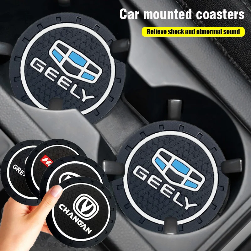 

Rubber Car Cup Mat Waterproof Non-slip Coasters for Geely Coolray Geometry CK Monjaro Tugella 2022 Okavango Boyue Accessories