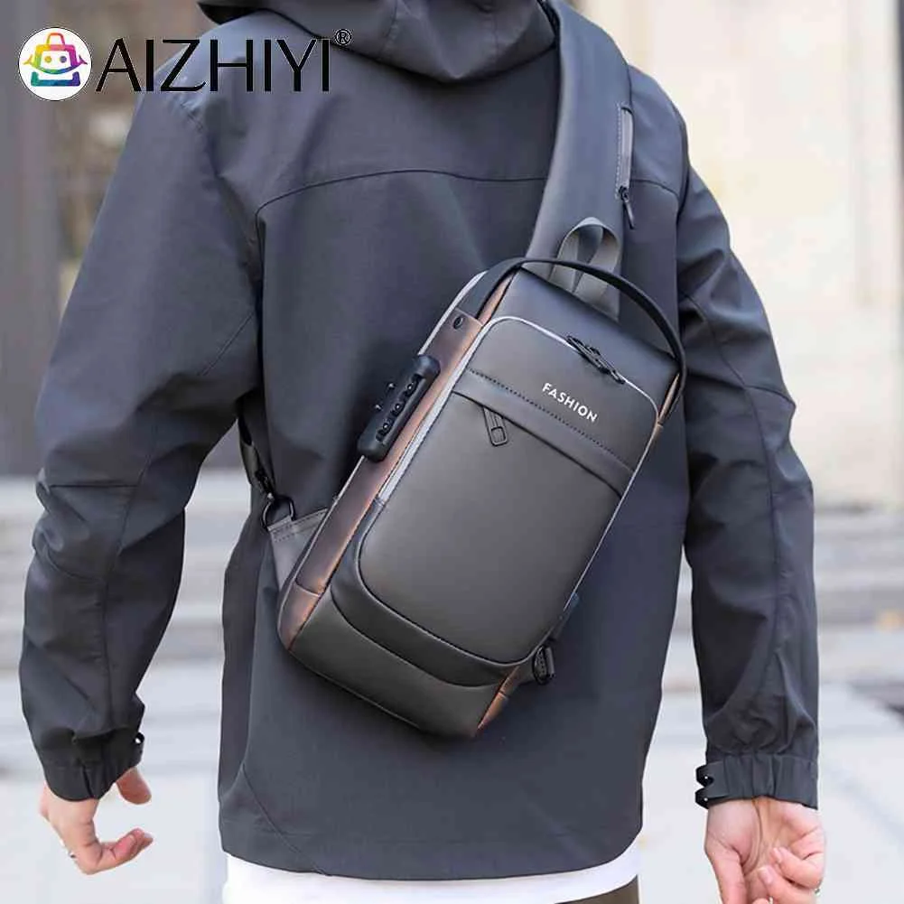 

Anti-theft Travel Bag Multifunction Men Motorcycle Ride Bag Waterproof Fashion Password Lock Male Pack with USB Charging Port