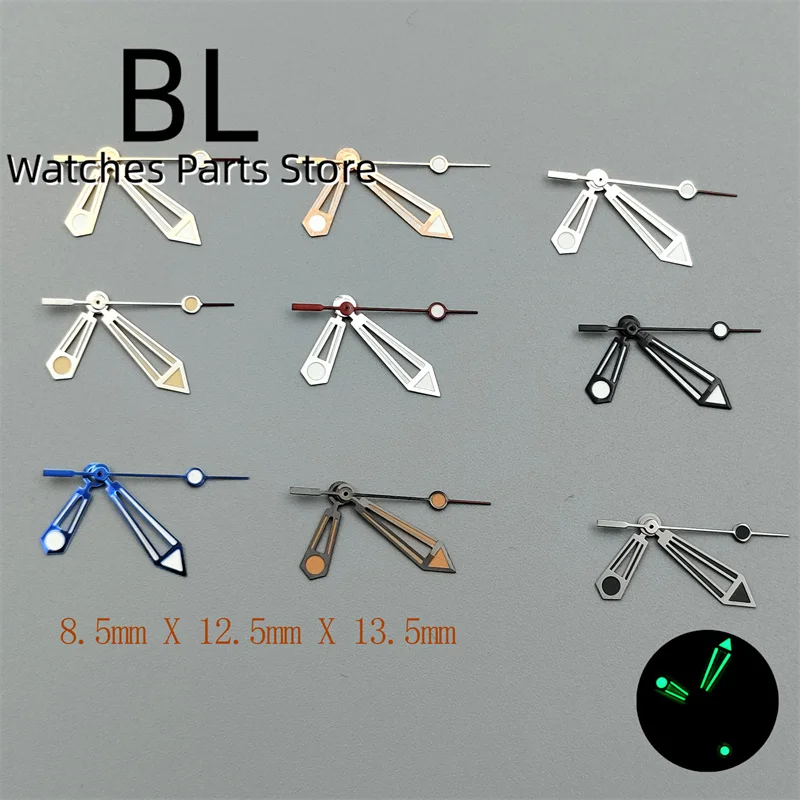 Часы-скелетоны BLIGER черные серебристые синие стрелки с зеленой подсветкой NH34 NH35