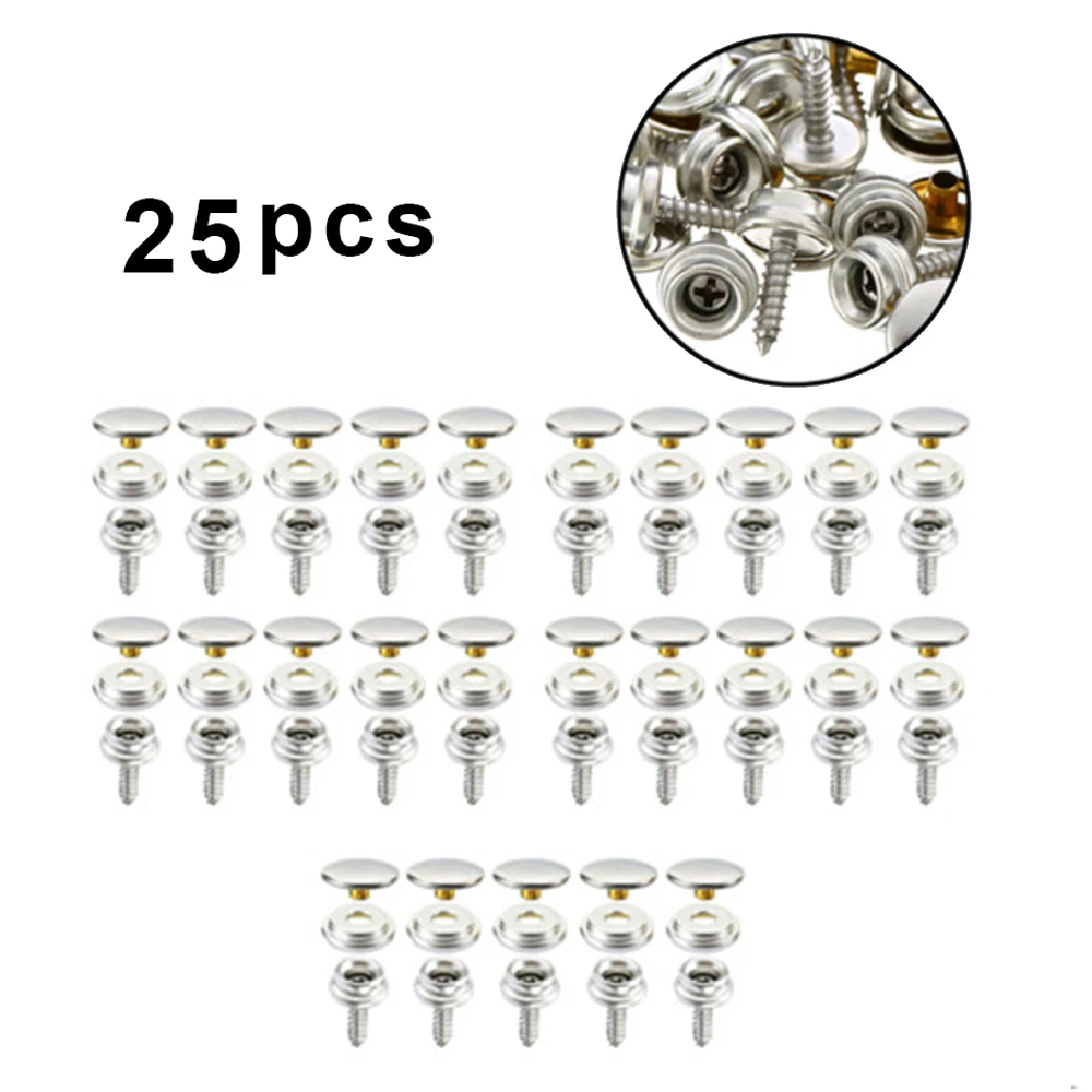 

Stainless Canvas Cap Self-tapping screw stud Snap Fastener sockets Fastener Snap 15mm Silver Handbags Leather Jackets Set