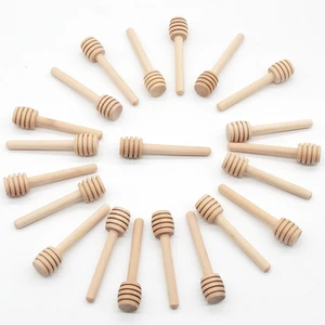 10pcs 8/10/15cm Long Handle Wood Honey Stir Bar Mixing Stick Supplies Jar Spoon Practical Dipper Coffee Milk Tea Kitchen Tool