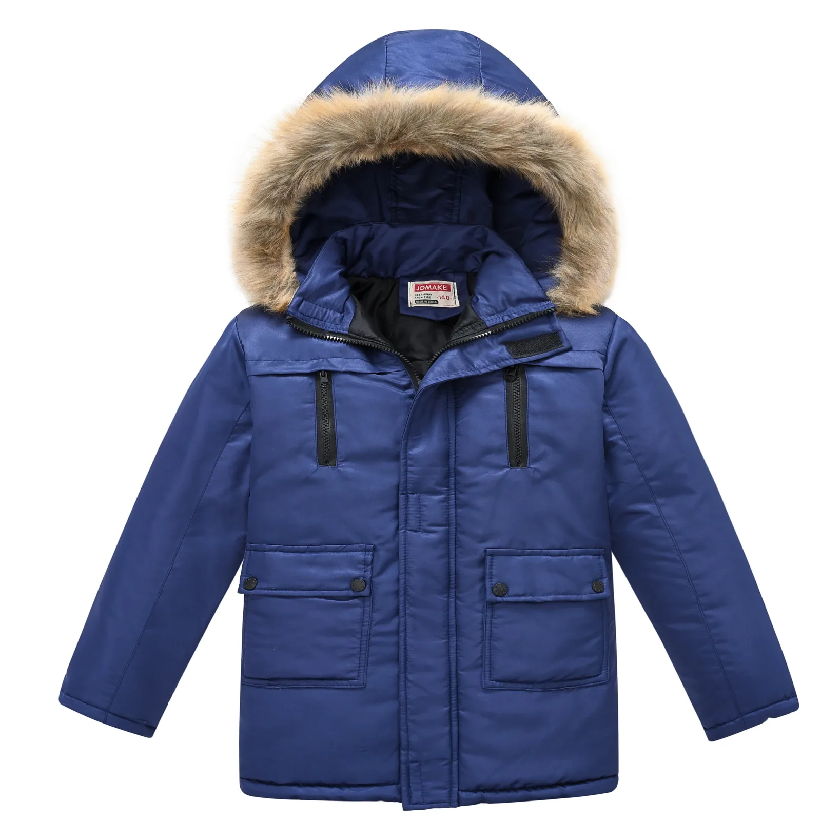 

3-10Y Teens Kids Hooded Jackets Coat Fashion Baby Girls Boys Thick Detachable Fur Collar Tops Outwear for Children's Clothing