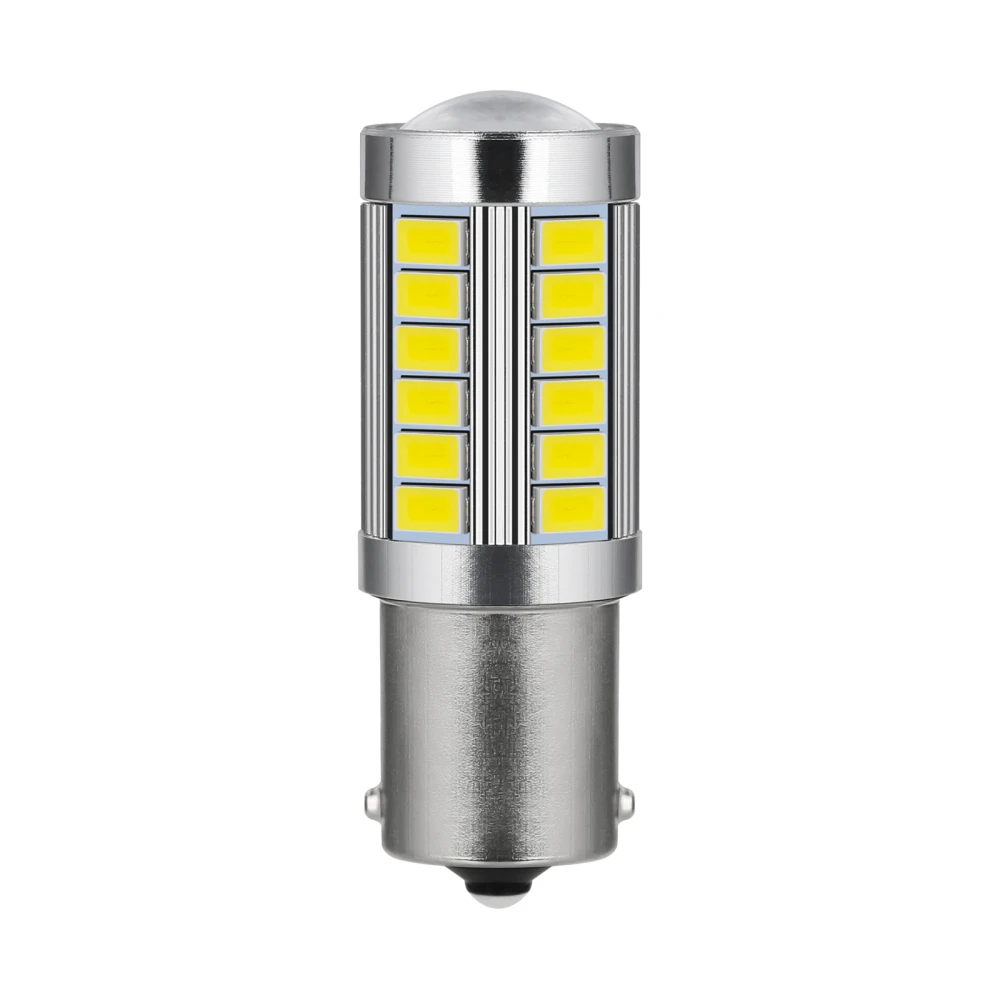 

Turn Signal Lamp 5730-33SMD 5.2×1.8cm / 2×0.7in BAU15S Ultra Bright Aviation Aluminum Silver P21/5W Automotive LED Brake Light