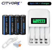 cityork 3000mah aa 1 2v ni mh rechargeable batteries 100 original battery aa for camera flashlight pre charged batteries