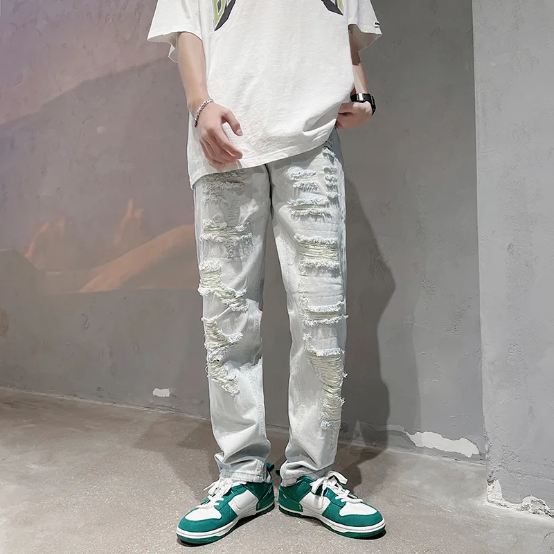 Men's Clothing Men's Jeans Hip Hop Slim Ripped Jeans Men's Clothing Y2k Clothing Korean Fashion Streetwear Jeans Aesthetics