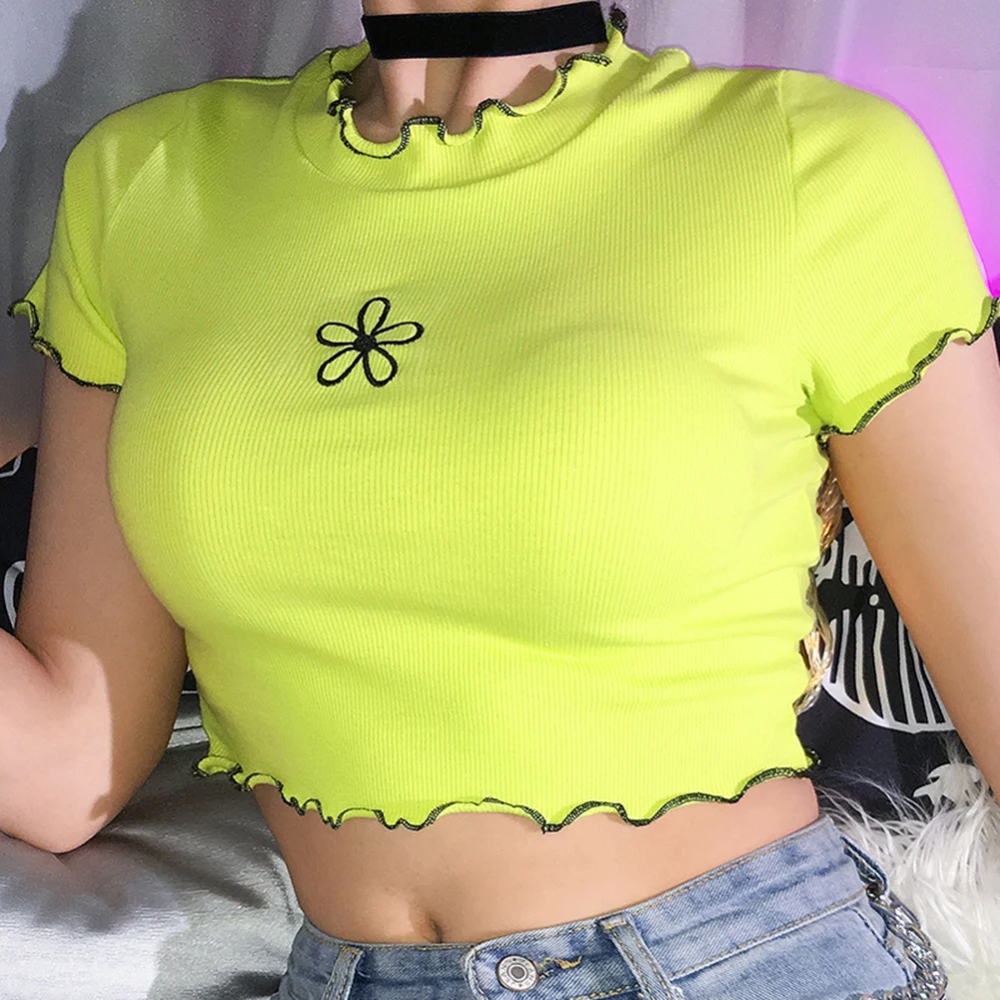 

Green T-Shirt Knitted short Sleeves Women Tees Casual Slim Fit Knitted Summer Shirt Women Sun Crop Tops Blue Y2k Tops