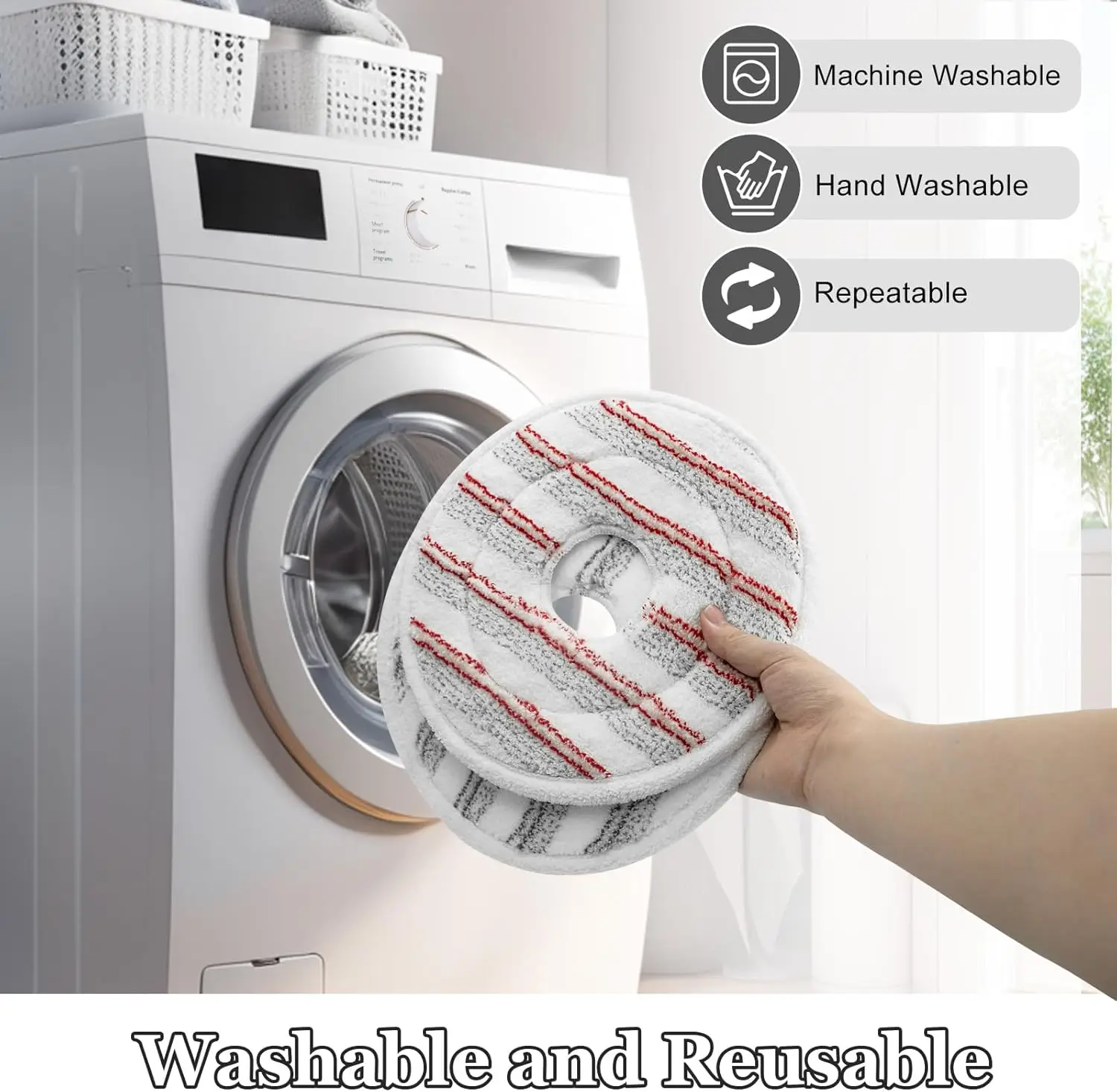 Сменные подушечки для швабры Vileda Clean Spin, сменные насадки для швабры, моющаяся сменная насадка из микрофибры для чистки пола (art.: 3920cd45eeda1) - 3920cd45eeda1