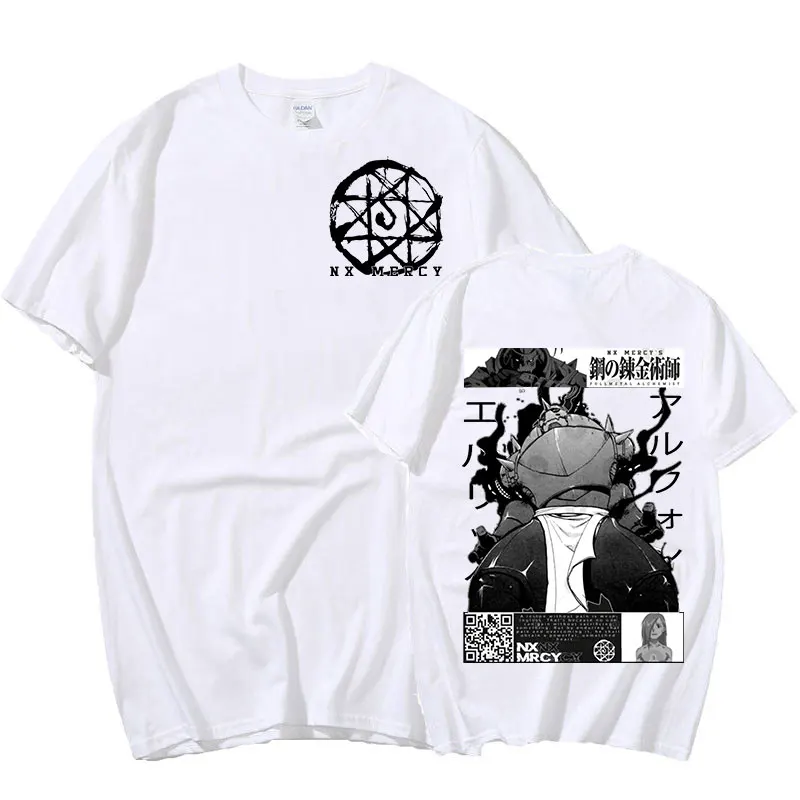 

Japan Anime Fullmetal Alchemist Double-sided Print T Shirt Alphonse Elric Manga T-Shirt Men's Women's Cotton Tees Streetwear Top